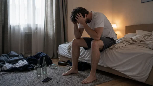 osoba patrzy na kalendarz weekendowy i szklankę wody na stole